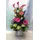 Flower arrangement in glass cube  vase
