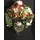 Artificial flower arrangement in big champagne glass