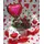(9) red roses in glass  with aqualinos gel + balloon +  bear