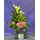 Glass cube (blue color) 12χ12χ12 with summer flowers and accessories