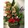 Christmas Arrangement with tropical flowers in parallel lines.