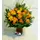 (31) orange - salmon  roses A' quality Dutch with greens in vase.