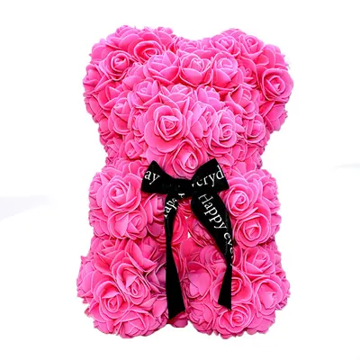 Roses Teddy Bear. Dim. 40cm. In "Decorative Package ". (1)piece. Black, Pink, Red, White.  (state your color  preference in the remarks field of the order form)