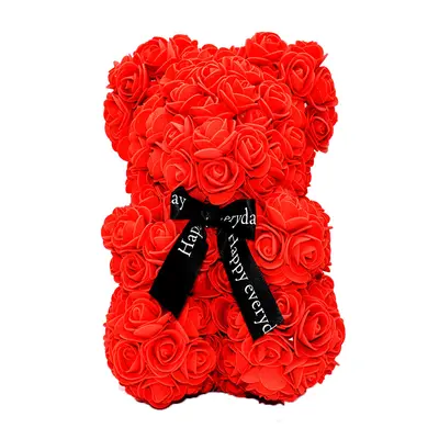 Roses Teddy Bear. Dim. 25cm. In "Decorative Package ". (1)piece. Blue, Pink, Red, White.  Roses Teddy Bear. Dim. 25cm. In "Decorative Package ". (1)piece. Blue, Pink, Red, White.