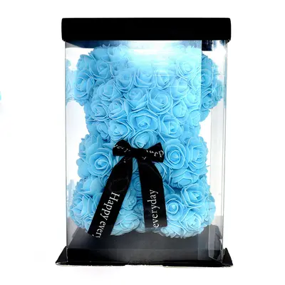 Roses Teddy Bear. Dim. 25cm. In "Decorative Package ". (1)piece. Blue, Pink, Red, White.