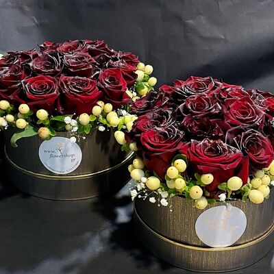 Roses in decorative  "Set" of Boxes. (state your color preference in the remarks field of the order form).