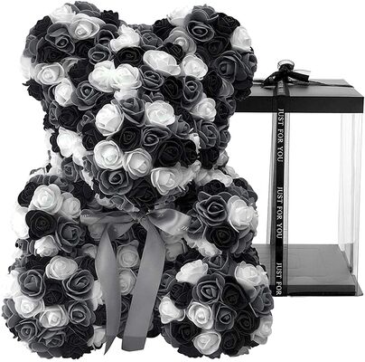 Αρκουδάκια από τριαντάφυλλα.Rose Bear (γκρι, μαύρο & λευκό)