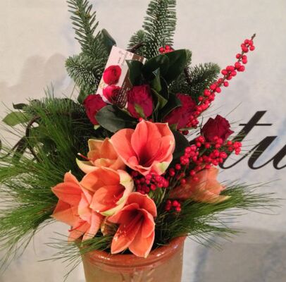 Christmas bouquet with amaryllis