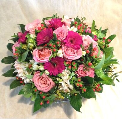 Pinky Spring with Joyful  Flowers in Basket Exclusive