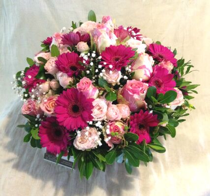 Pinky Spring with Joyful  Flowers in Basket Exclusive