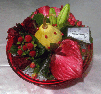 Άνθη Εποχής - Τυχαίες Ποικιλίες & Χρώματα σε Γυάλινη Φρουτιέρα