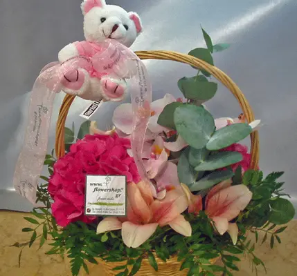 Basket with season flowers