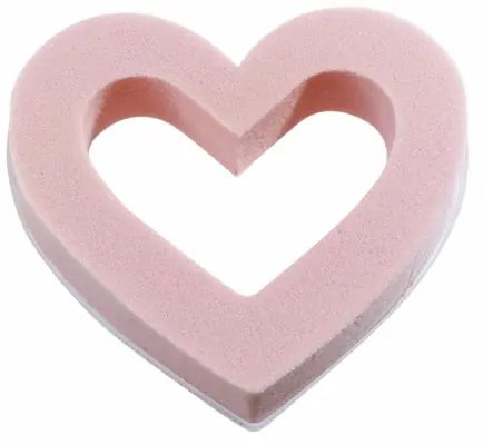 Valentine's Flower Heart. Oasis moss colored base (width 18cm). Maximum width with flowers (appr.30cm). Random Colors!!!