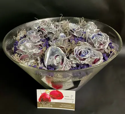 Exclusive Waxed  Roses In Glass Arrangement!!! NEW!!!