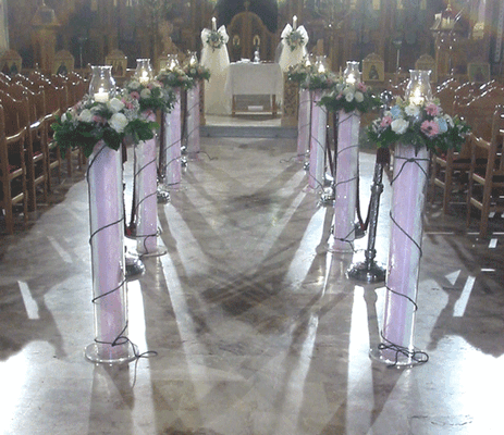 Γαμήλιος στολισμός εκκλησίας "Plexi Glass Stands"