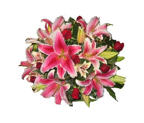 Pink or white lilies  oriental bouquet