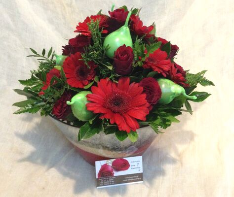 Arrangement In Glass Vase. Mixed Season Flowers !!!