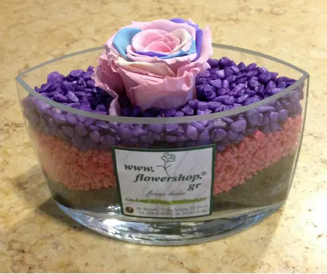 Rainbow Rose Big Head (preserved) In Arrangement with decoration.Special !
