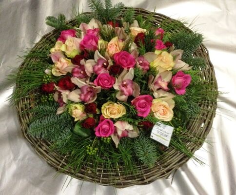 Winter basket with white & pink elegant flowers