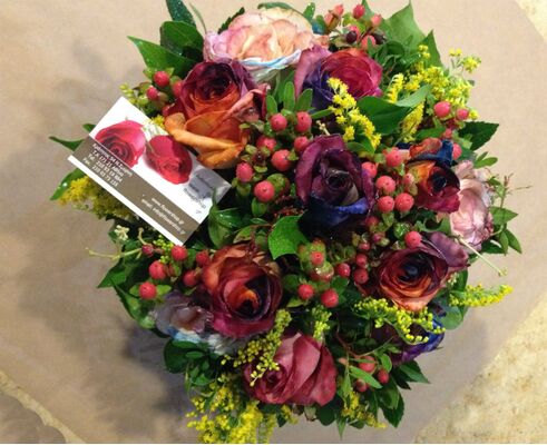 Roses "Rainbow" basket (11) stems with Greens.