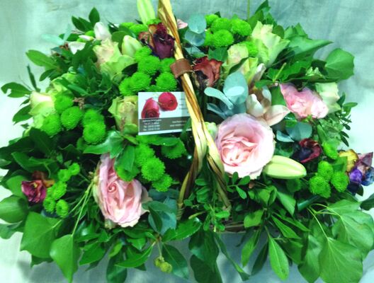 Lovely spring flowers in basket
