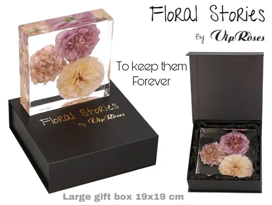 Vip Fossil Epoxy (3) Flowers Large. Exclusive Gift Box.