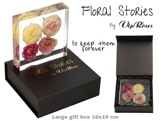 Vip Fossil Epoxy (4) Flowers Large. Exclusive Gift Box.