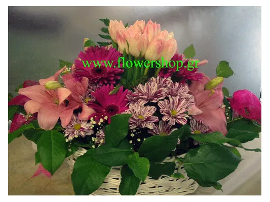 Season flowers in basket