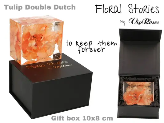 Vip Fossil Epoxy (1) Flower Tulip. Exclusive Gift Box.