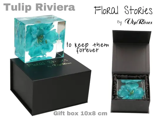 Vip Fossil Epoxy (1) Flower Tulip. Exclusive Gift Box.