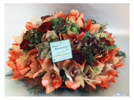 Christmas arrangement on tray