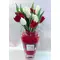 Tulips (20) stems in glass vase with decorative sand layers!!!