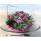Τριαντάφυλλα "aqua" (5) tem. σε γυάλινο πιάτο με αξεσουάρ