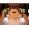 Wedding decoration.Corridor with tree flower balls.