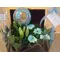 Flowers in wooden box or basket  for new born baby !!!