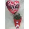 Red roses (9) stems in modern water flower bag