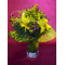 Season flowers bouquet in small cylinder glass vase
