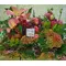 Garden with flowers in small basket