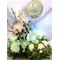 Flowers garden in wooden box or basket