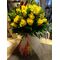 (31) yellow roses A' quality Dutch in vase with greens