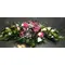 Christmas Table Arrangement  Pink Flowers & Silver Decoration.