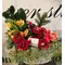 Christmas red flowers in  basket