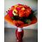 Roses Multi Color In Vase With Decorative Sisal & Water Dye.