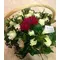Basket  with white roses & (2) "lover" reds in the center