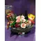 Flower arrangement in basket with Easter Gourmet Delicacies !
