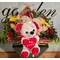 Valentine arrangement (9) red roses + balloon + bear