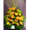 (21) orange - salmon  roses A' quality Dutch with greens in basket.