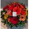 Rainbow color flowers in basket