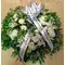 White & green condolences wreath.