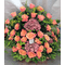 Salmon  fantasy  flower arrangement in basket.Summer flavor.